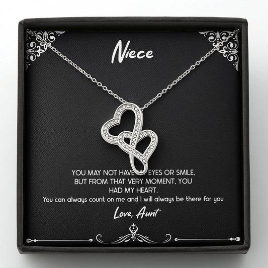 To My Niece  Gifts, You Can Always Count On Me, Double Heart Necklace For Women, Birthday Present Idea From Aunt