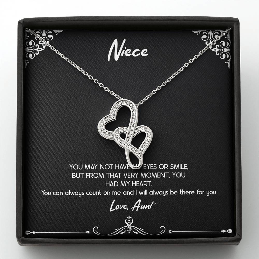 To My Niece  Gifts, You Can Always Count On Me, Double Heart Necklace For Women, Birthday Present Idea From Aunt