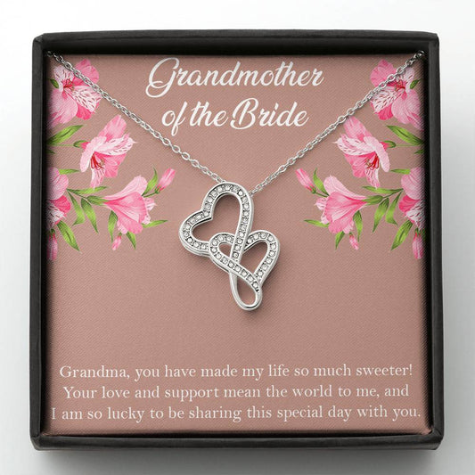 Grandmother of the Bride Gifts, You Made My Life Sweeter, Double Heart Necklace For Women, Wedding Day Thank You Ideas From Bride