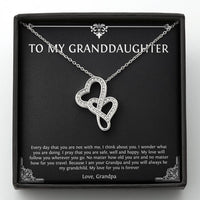 Load image into Gallery viewer, To My Granddaughter Gifts, I Think About You, Double Heart Necklace For Women, Birthday Present Idea From Grandpa

