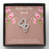 Load image into Gallery viewer, To My Mom of the Bride Gifts, Always Your Daughter, Double Heart Necklace For Women, Wedding Day Thank You Ideas From Bride

