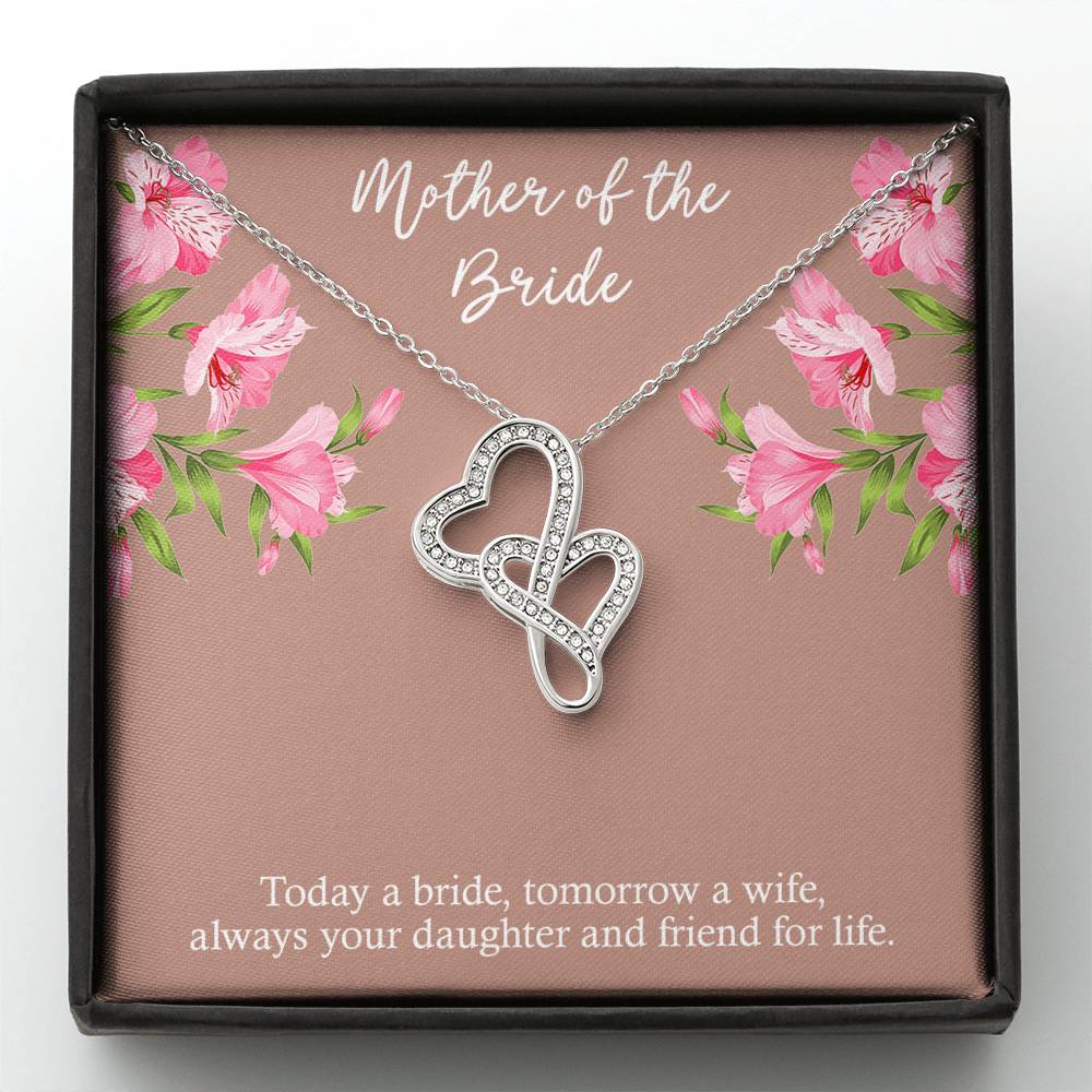 To My Mom of the Bride Gifts, Always Your Daughter, Double Heart Necklace For Women, Wedding Day Thank You Ideas From Bride