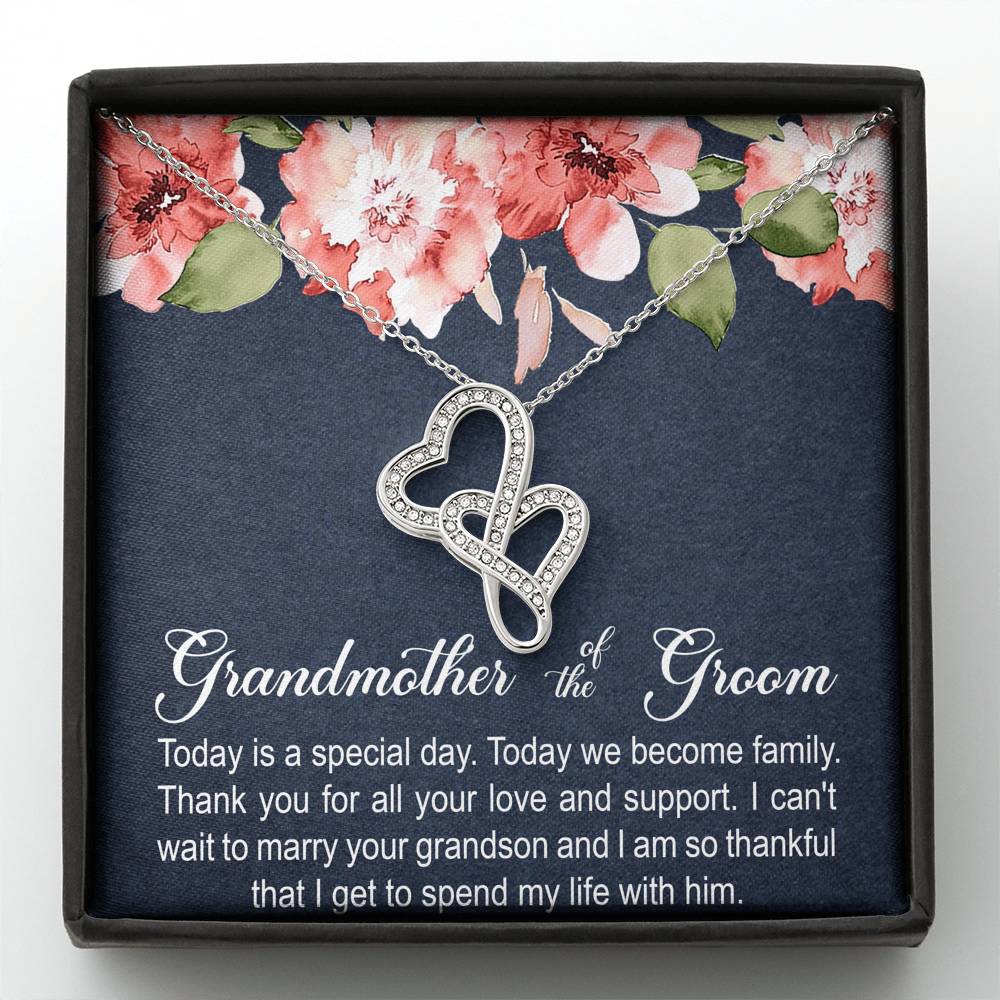 Grandmother of the Groom Gifts, Today Is A Special Day, Double Heart Necklace For Women, Wedding Day Thank You Ideas From Bride