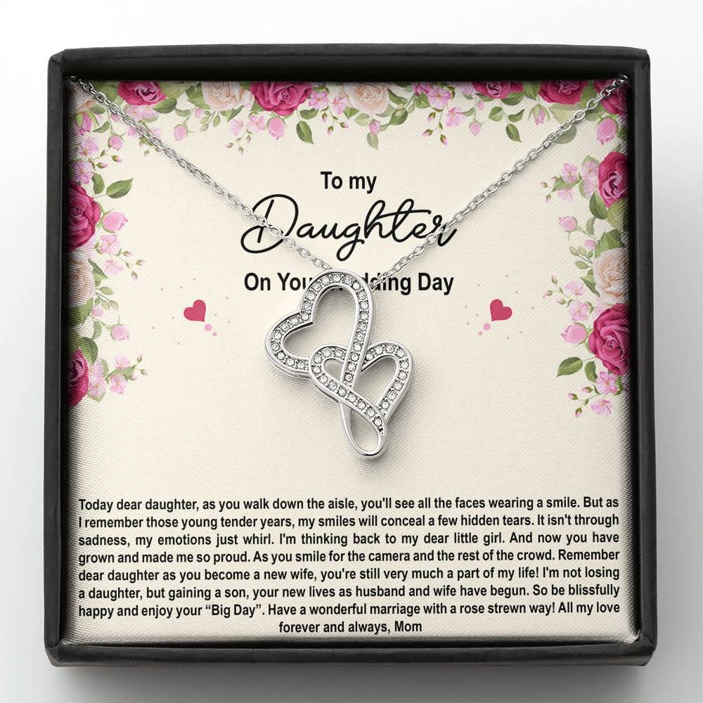 To My Bride Gifts, Enjoy Your Big Day, Double Heart Necklace For Women, Wedding Day Thank You Ideas From Mom