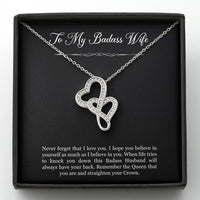 Load image into Gallery viewer, To My Badass Wife, Never Forget That I Love You, Double Heart Necklace For Women, Anniversary Birthday Gifts From Husband
