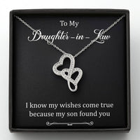 Load image into Gallery viewer, To My Daughter-in-law Gifts, I Know My Wishes Come True, Double Heart Necklace For Women, Birthday Present Idea From Mother-in-law
