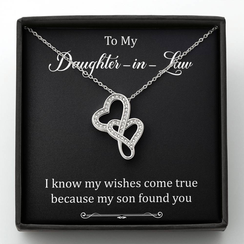 To My Daughter-in-law Gifts, I Know My Wishes Come True, Double Heart Necklace For Women, Birthday Present Idea From Mother-in-law