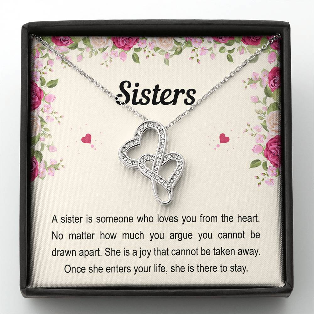 To My Sister Gifts, Someone Who Loves You From The Heart, Double Heart Necklace For Women, Birthday Present Idea From Sister Brother