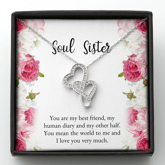 To My Best Friend Gifts, You Mean The World To Me, Double Heart Necklace For Women, Birthday Present Idea From Bestie
