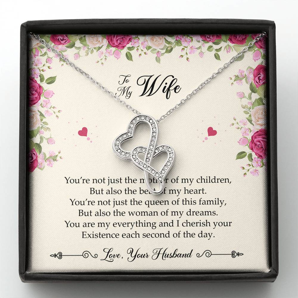To My Wife, You Are My Everything, Double Heart Necklace For Women, Anniversary Birthday Gifts From Husband