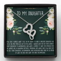 Load image into Gallery viewer, To My Daughter Gifts, How Can I Express What I Feel In My Heart, Double Heart Necklace For Women, Birthday Present Ideas From Mom Dad
