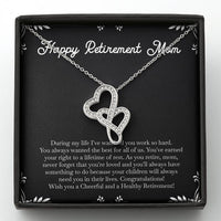 Load image into Gallery viewer, Mom Retirement Gifts, Never Forget, Happy Retirement Double Heart Necklace For Women, Retirement Party Favor From Daughter Son
