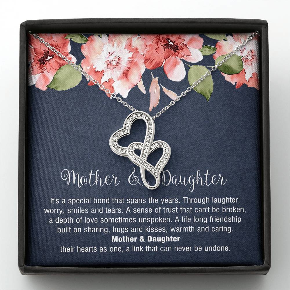 To My Mom Gifts, Mother and Daughter Bond, Double Heart Necklace For Women, Birthday Mothers Day Present From Daughter