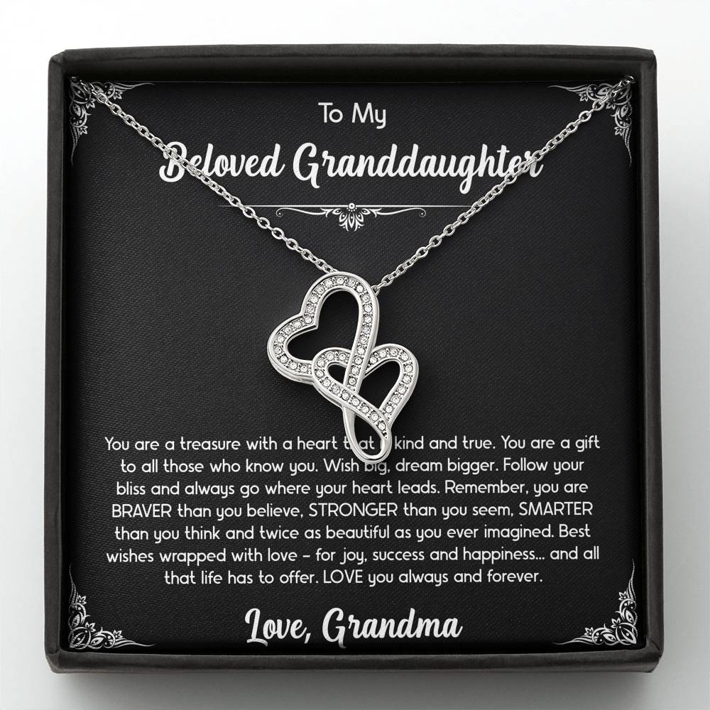 To My Granddaughter Gifts, You Are A Gift, Double Heart Necklace For Women, Birthday Present Idea From Grandma