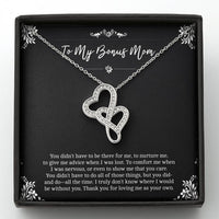 Load image into Gallery viewer, To My Bonus Mom Gifts, Thank You For Loving Me, Double Heart Necklace For Women, Birthday Mothers Day Present From Bonus Daughter
