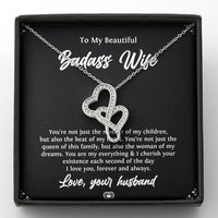 Load image into Gallery viewer, To My Badass Wife, Beat Of My Heart, Double Heart Necklace For Women, Anniversary Birthday Valentines Day Gifts From Husband
