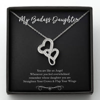 Load image into Gallery viewer, To My Badass Daughter Gifts, You Are Like An Angel, Double Heart Necklace For Women, Birthday Present Idea From Mom
