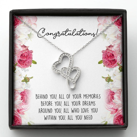 Graduation Gifts, Within You, Double Heart Necklace For Women, College Preschool High School Graduation Present