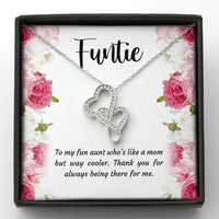 Load image into Gallery viewer, To My Aunt Gifts, Funtie, Double Heart Necklace For Women, Aunt Birthday Present From Niece Nephew
