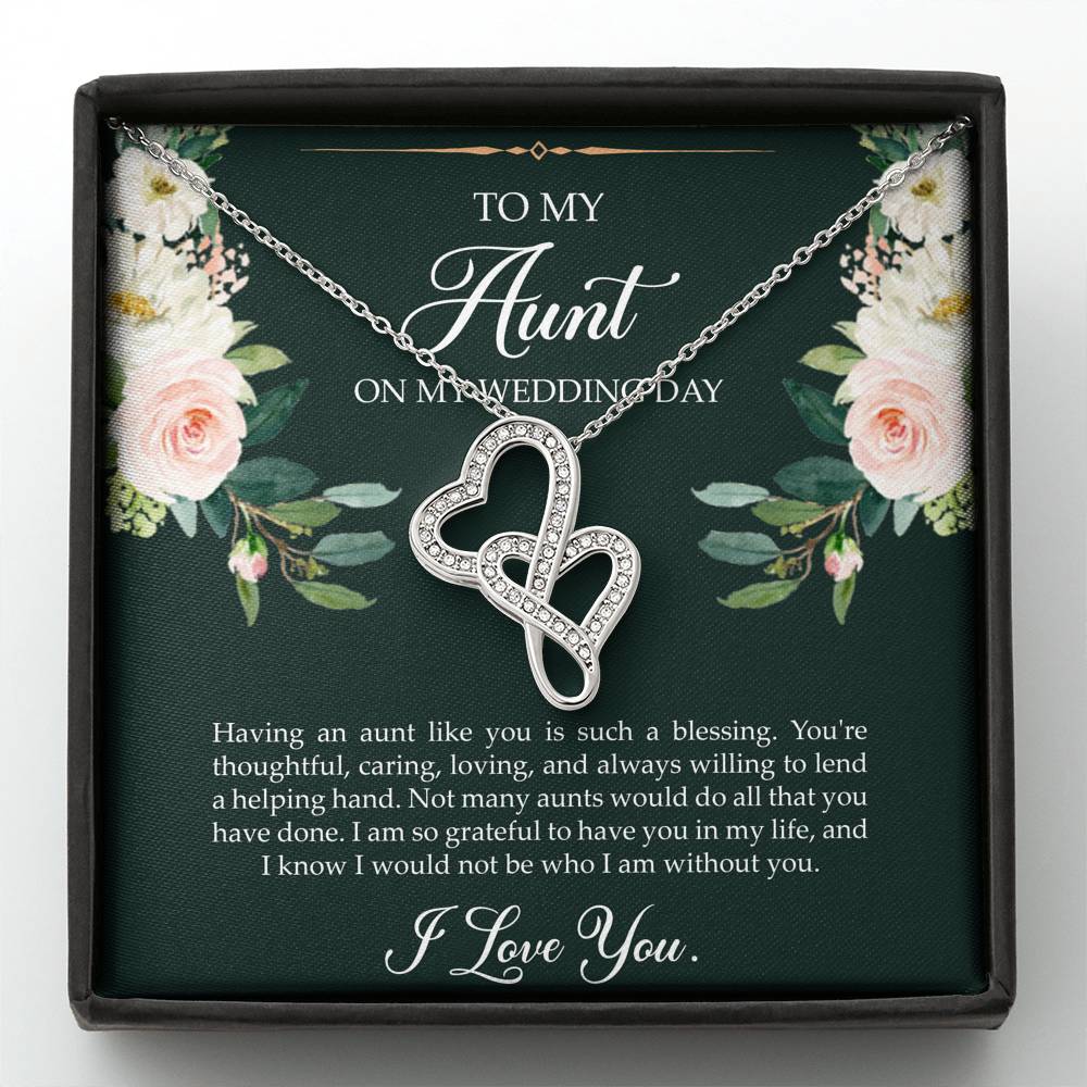 Aunt of the Bride Gifts, I Am So Grateful To Have You, Double Heart Necklace For Women, Wedding Day Thank You Ideas From Bride