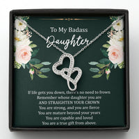 Load image into Gallery viewer, To My Badass Daughter Gifts, If Life Gets You Down, Double Heart Necklace For Women, Birthday Present Idea From Mom
