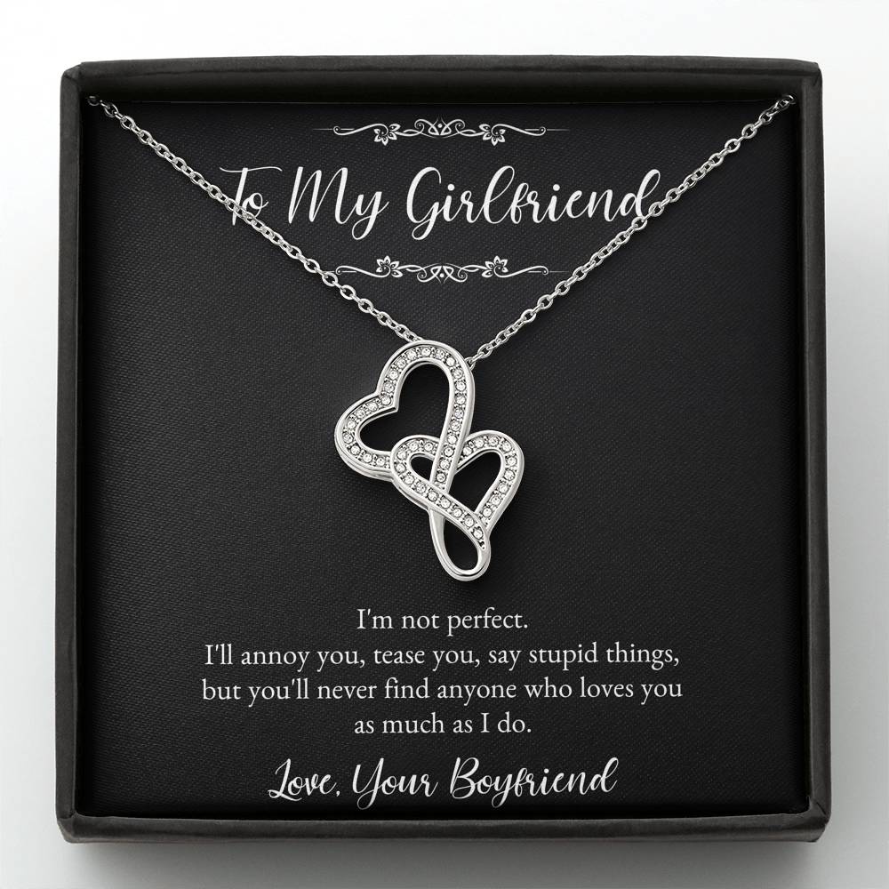 To My Girlfriend, I Am Not Perfect, Double Heart Necklace For Women, Anniversary Birthday Valentines Day Gifts From Boyfriend