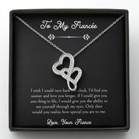 Load image into Gallery viewer, To My Fiancée, I Wish I Could Turn Back The Clock, Double Heart Necklace For Women, Anniversary Birthday Valentines Day Gifts From Fiancé
