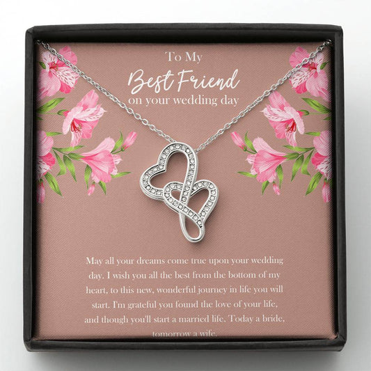 Bride Gifts, May All Your Dreams Come True, Double Heart Necklace For Women, Wedding Day Thank You Ideas From Best Friend