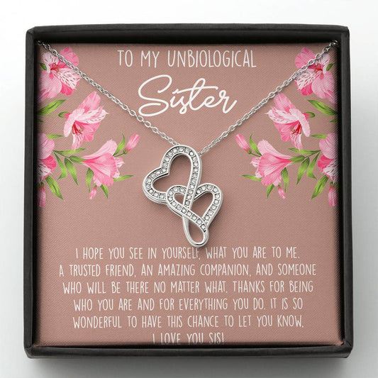 To My Best Friend Gifts, To My Unbiological Sister, Double Heart Necklace For Women, Birthday Present Idea From Bestie