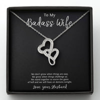 Load image into Gallery viewer, To My Badass Wife, We Stand Together, Double Heart Necklace For Women, Anniversary Birthday Valentines Day Gifts From Husband
