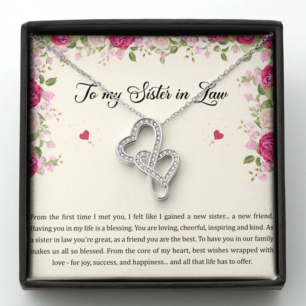 To My Sister-in-law Gifts, A New Friend, Double Heart Necklace For Women, Birthday Present Idea From Sister