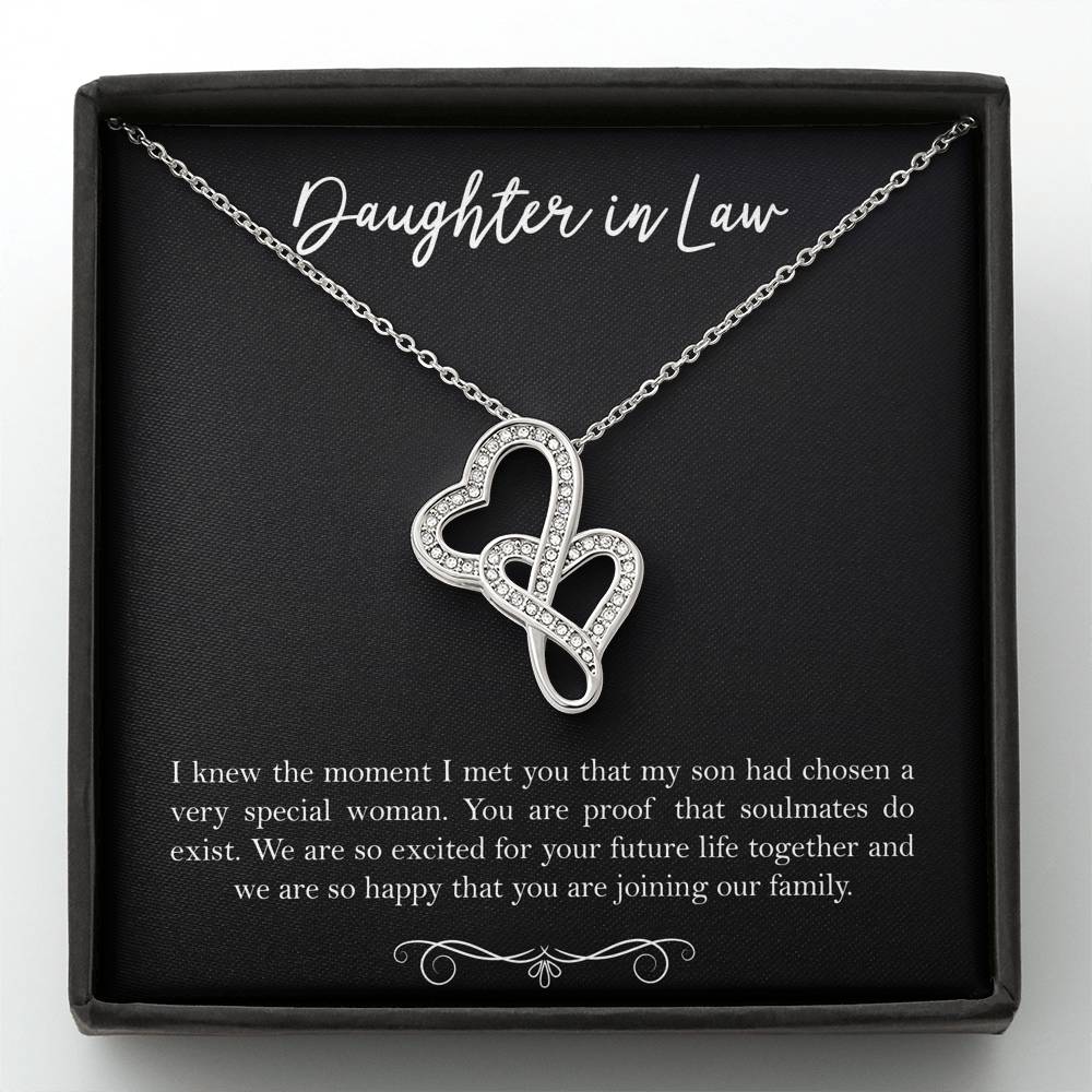 To My Daughter-in-law Gifts, I Knew The Moment I Met You, Double Heart Necklace For Women, Birthday Present Idea From Mother-in-law
