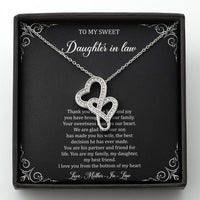 Load image into Gallery viewer, To My Daughter in Law Gifts, Thank You For The Love And Joy, Double Heart Necklace For Women, Birthday Present Idea From Mother-in-law

