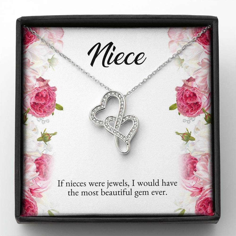 To My Niece Gifts, If Nieces Were Jewels, Double Heart Necklace For Women, Niece Birthday Present From Aunt Uncle