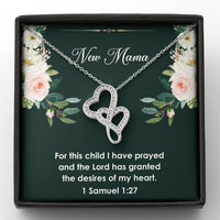 Load image into Gallery viewer, Gift for Expecting Mom, 1 Samuel 1 27, Mom to Be Double Heart Necklace For Women, Pregnancy Gift For New Mother
