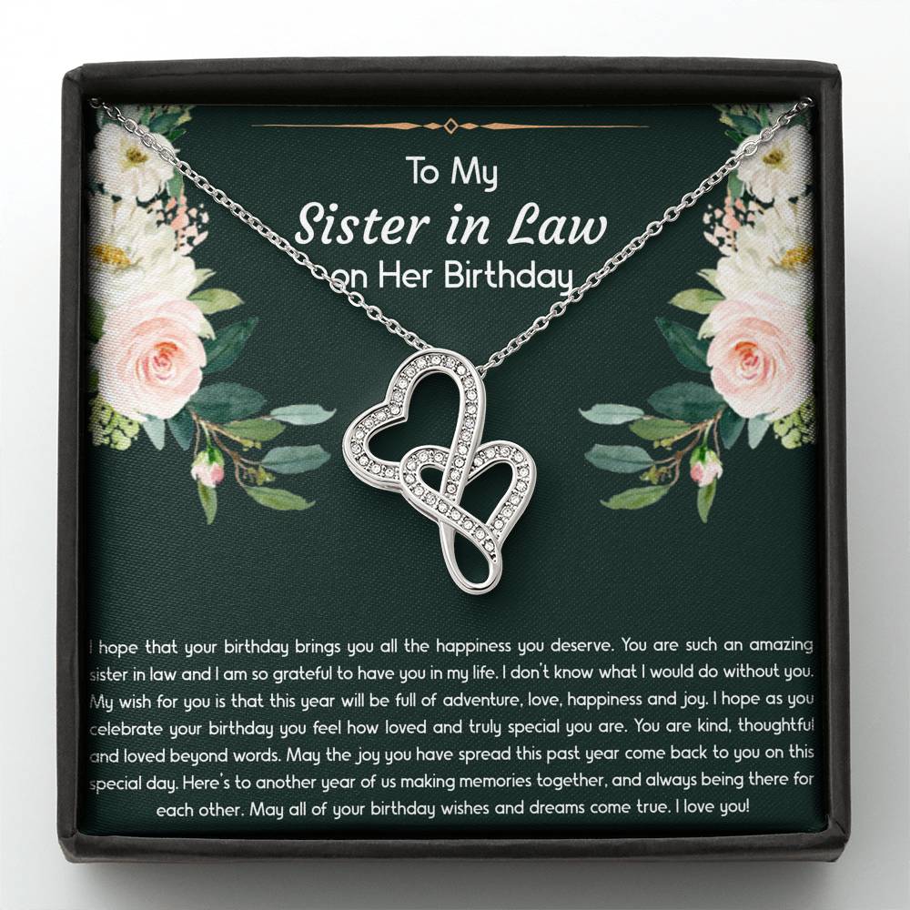 To My Sister-in-law Gifts, I Hope Your Birthday Brings You Happiness, Double Heart Necklace For Women, Birthday Present Idea From Sister