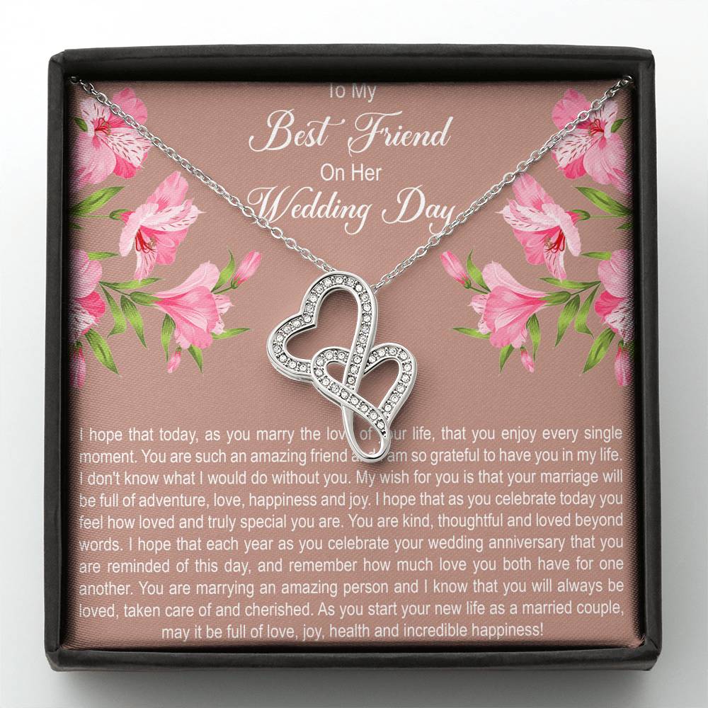 Bride Gifts, I Hope You Enjoy Every Single Moment, Double Heart Necklace For Women, Wedding Day Thank You Ideas From Best Friend
