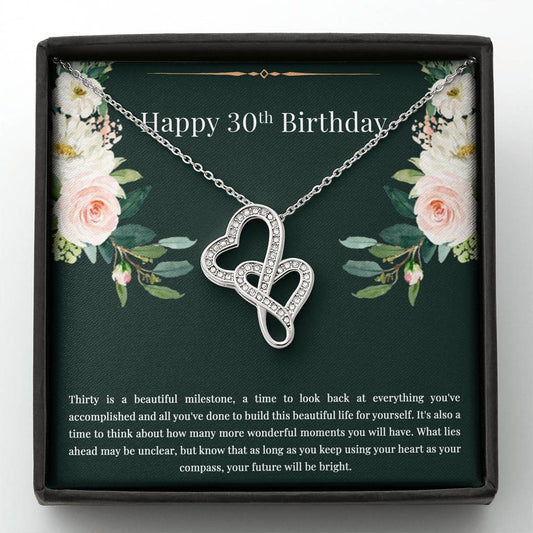 Daughter Double Heart Necklace - Thirty Is A Beautiful Milestone | 30th Birthday Gift