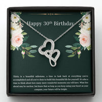 Load image into Gallery viewer, Daughter Double Heart Necklace - Thirty Is A Beautiful Milestone | 30th Birthday Gift
