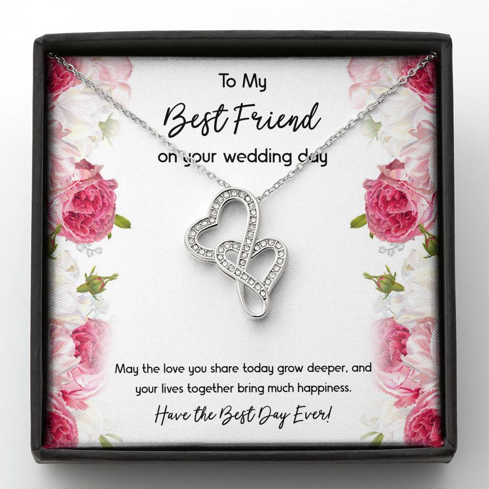 Bride Gifts, Have the Best Day Ever, Double Heart Necklace For Women, Wedding Day Thank You Ideas From Best Friend