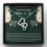 Load image into Gallery viewer, To My Mother-in-Law Gifts, Like A Lotus , Double Heart Necklace For Women, Birthday Mothers Day Present From Daughter-in-law
