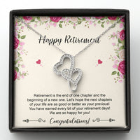 Load image into Gallery viewer, Retirement Gifts, Happy For You, Happy Retirement Double Heart Necklace For Women, Retirement Party Favor From Friends Coworkers
