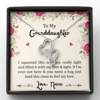 Load image into Gallery viewer, To My Granddaughter Gifts, Filled With My Love and Light, Double Heart Necklace For Women, Birthday Present Idea From Nana

