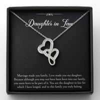 Load image into Gallery viewer, To My Daughter-in-law Gifts, Marriage Made You Family, Double Heart Necklace For Women, Birthday Present Idea From Mother-in-law
