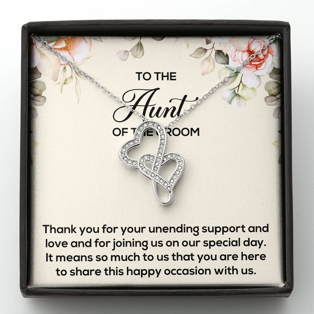 Aunt of the Groom Gifts, Thank You for Your Support, Double Heart Necklace For Women, Wedding Day Thank You Ideas From Groom