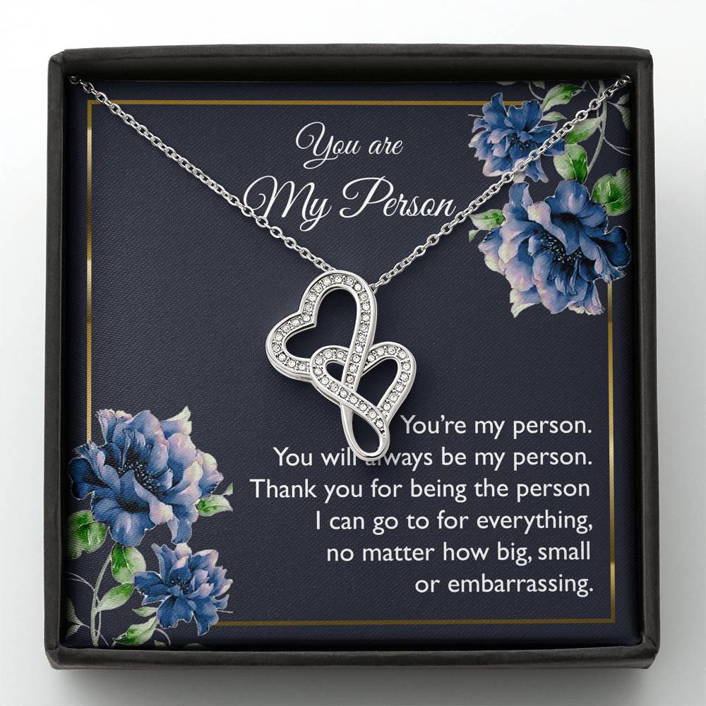 To My Girlfriend, You Are My Person, Double Heart Necklace For Women, Anniversary Birthday Gifts From Boyfriend