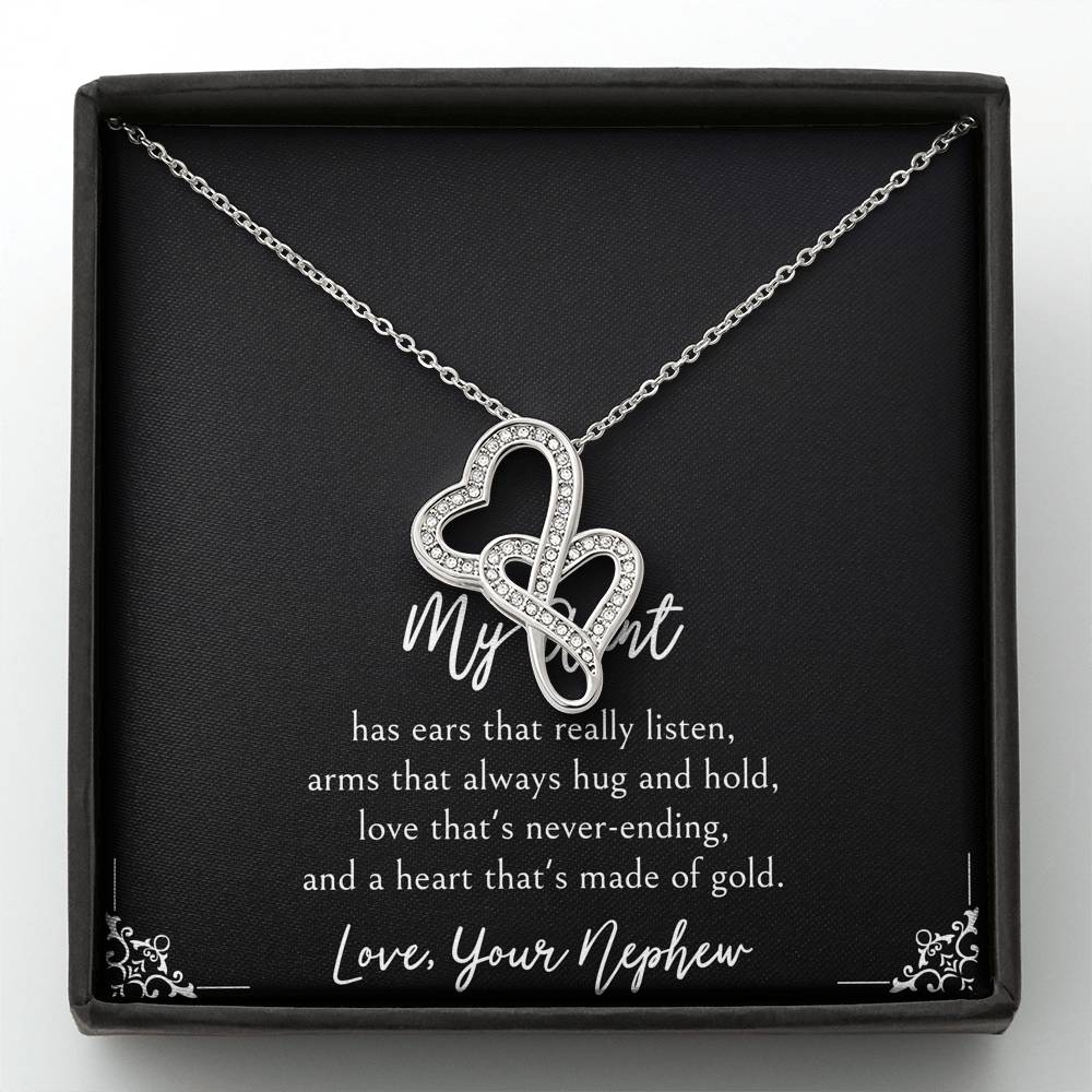 To My Aunt Gifts, Love That's Never Ending, Double Heart Necklace For Women, Birthday Present Idea From Nephew