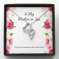 Load image into Gallery viewer, To My Mother-in-Law Gifts, Raising The Man Of My Dreams, Double Heart Necklace For Women, Birthday Mothers Day Present From Daughter-in-law
