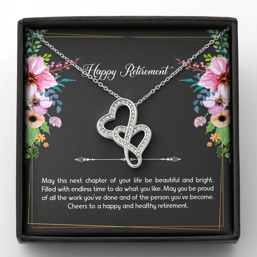 Retirement Gifts, Do What You Like, Happy Retirement Double Heart Necklace For Women, Retirement Party Favor From Friends Coworkers