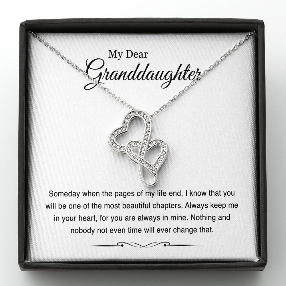 To My Granddaughter Gifts, Someday When The Pages Of My Life End, Double Heart Necklace For Women, Birthday Present Idea From Grandma Grandpa